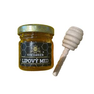 MEDÁREŇ Lipový mini med 50g + drevená palička "mini"