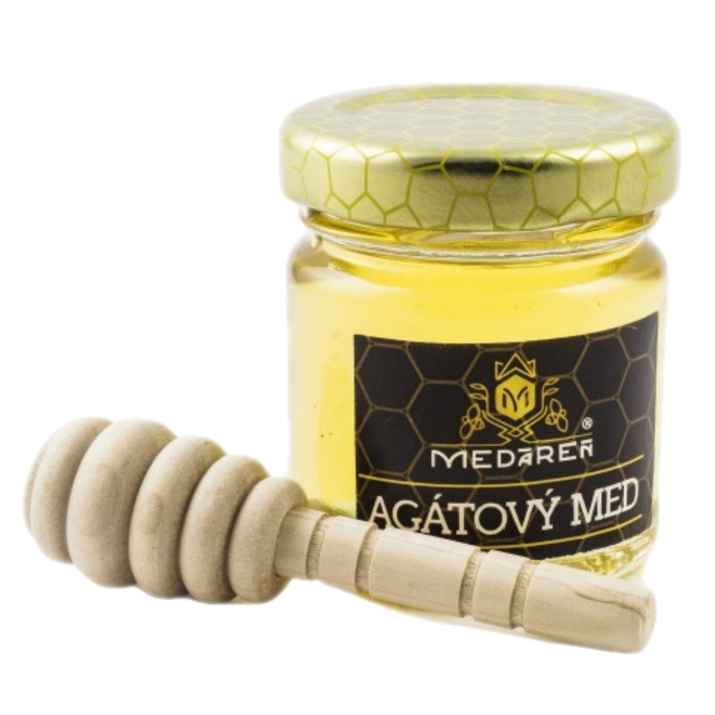 MEDÁREŇ Agátový mini med 50g + drevená palička "mini"