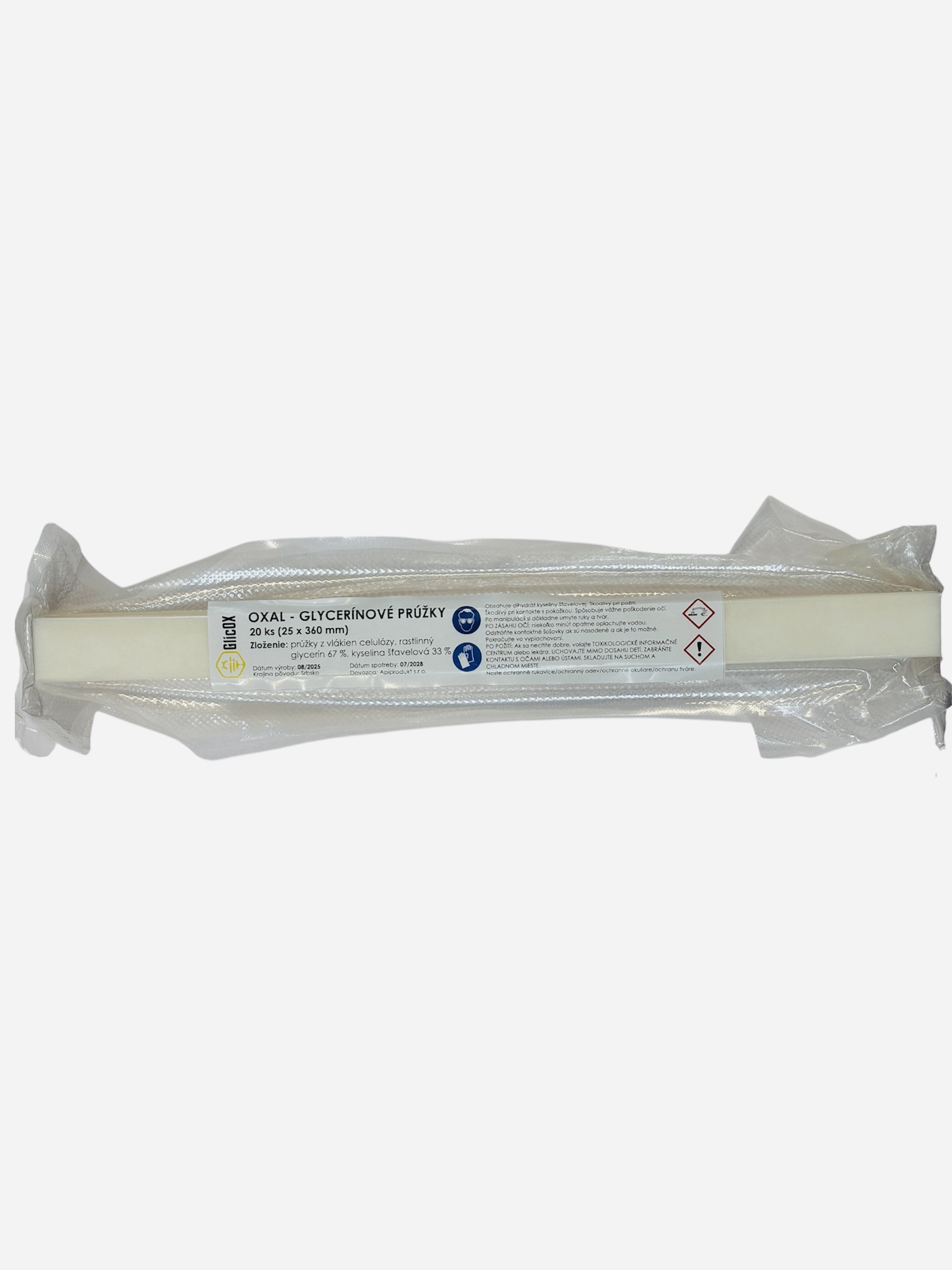 Apiprodukt Oxal-glycerínové prúžky 300 g - kyselina šťavelová s glycerínom 2,5 x 36 cm - 20 ks